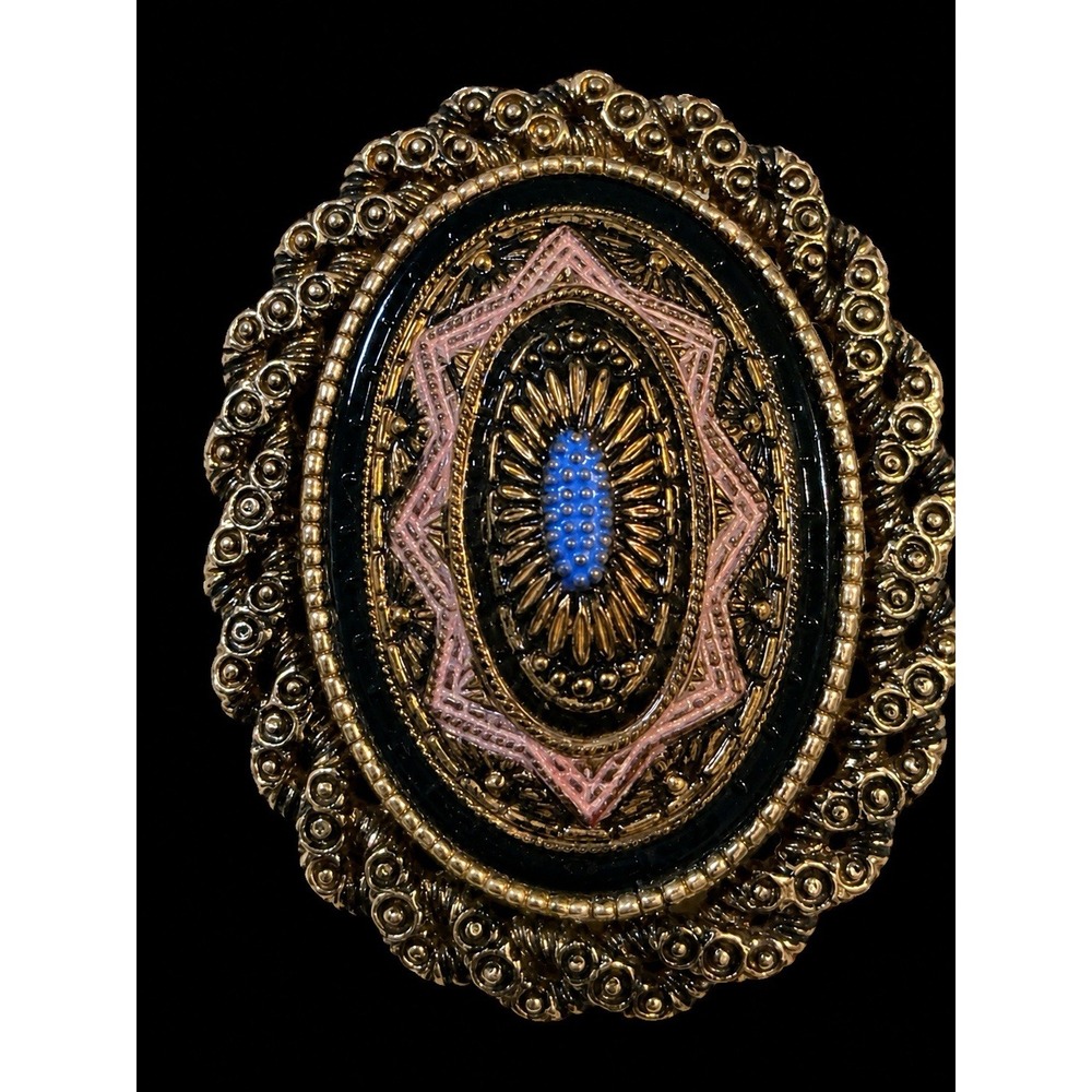 T20154-Vintage Sarah Coventry Blue Enamel Brooch Pendant